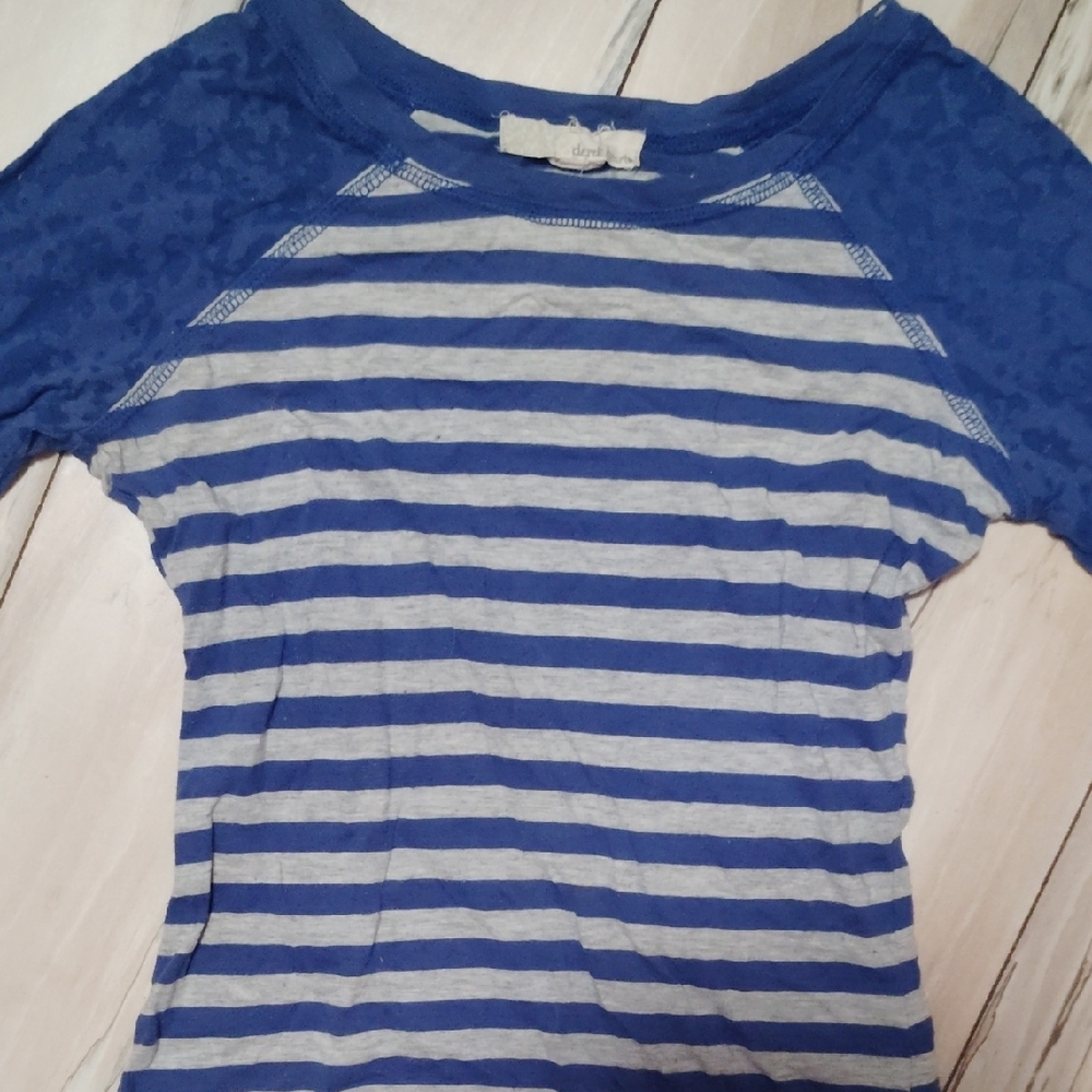 Blue and Gray Striped Top